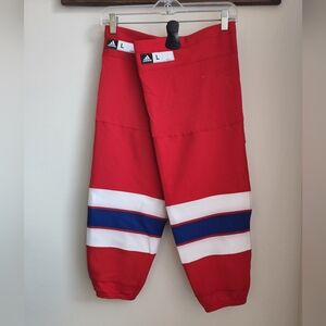 Adidas NHL Pro Mic Hockey Socks Washington Capital Red Blue Men's Size Large